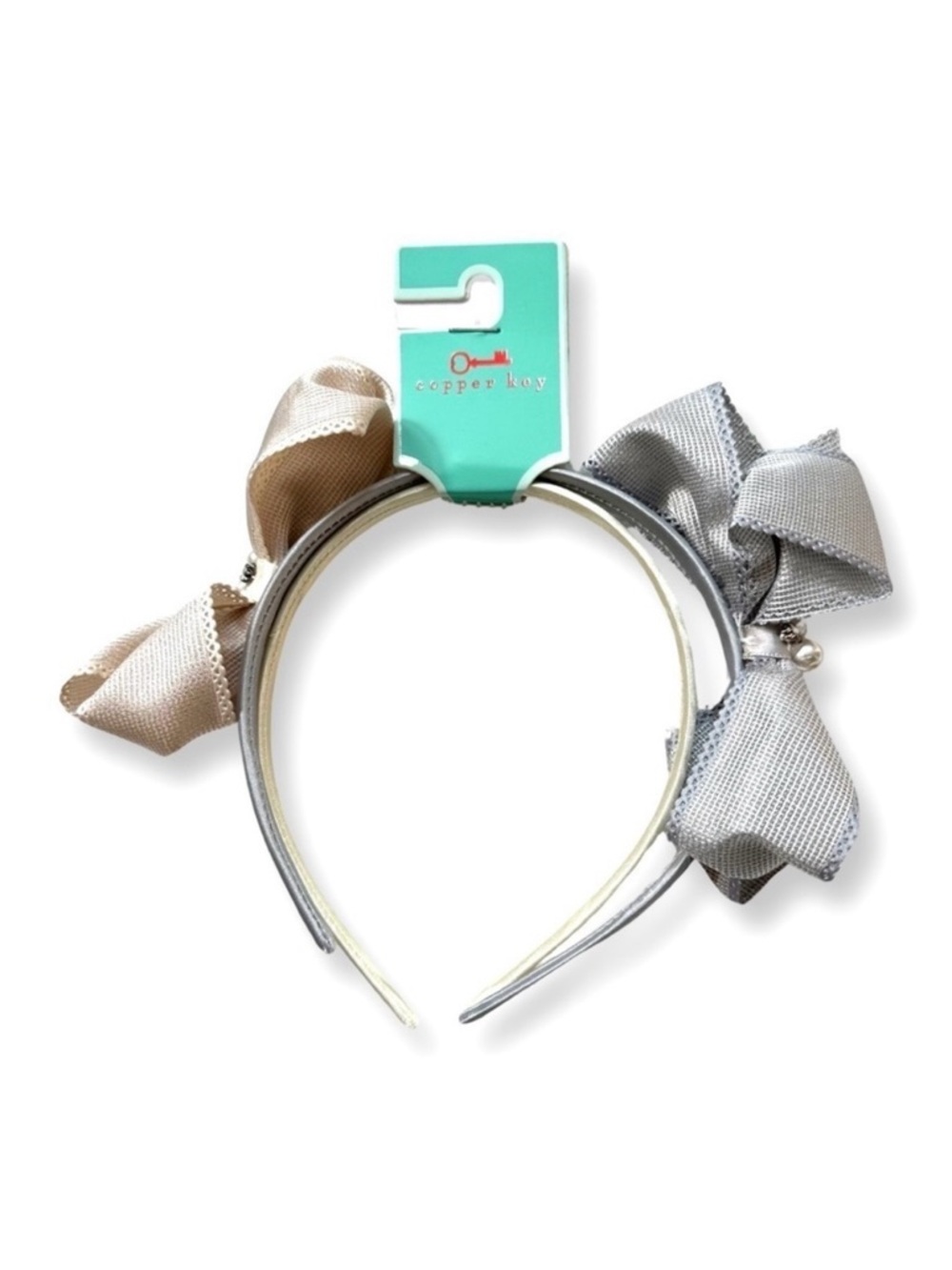 ⭐️ 5 for $25 Set of 2 Girls Headbands Gray & Beige Copper Key Accessories